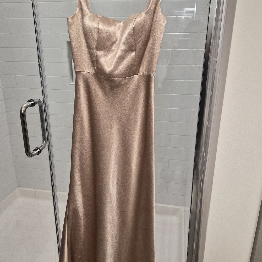 Jenny Yoo Strapless Satin Dress in Cream